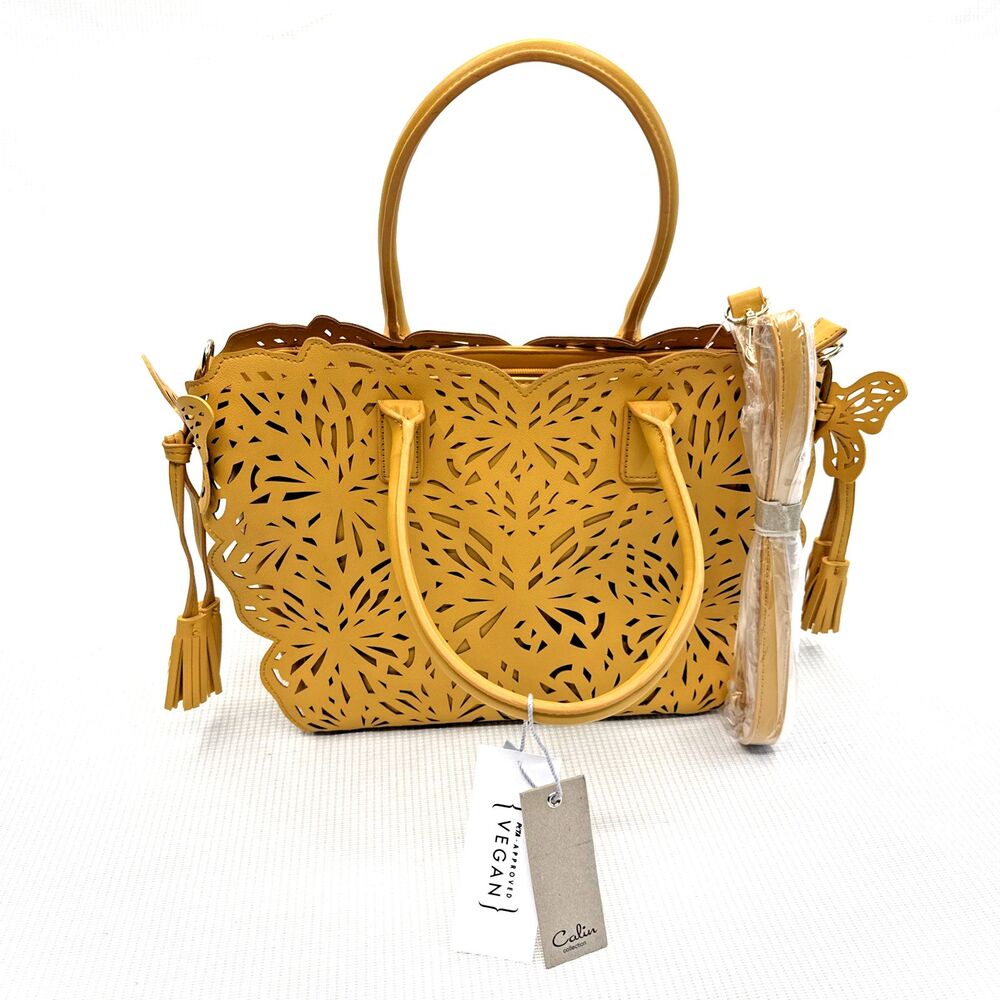 Calin Collection Shoulder Cutout Butterfly Vegan Leather Shoulder Bag & Strap